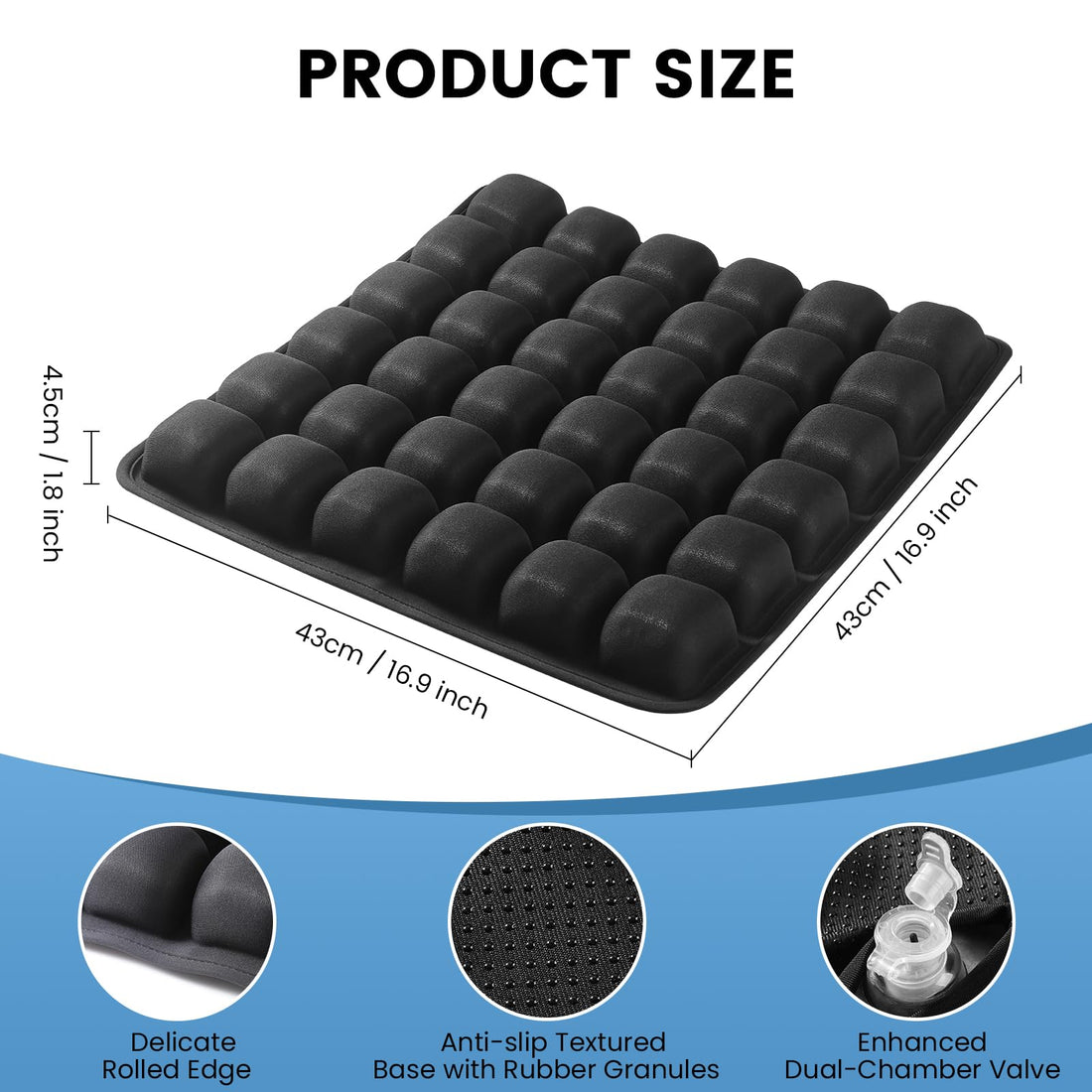 Ergonomic Seat Cushion – Breathable Lycra, High-Resilience Support, Anti-Slip Base